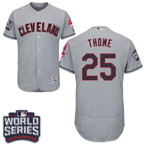 Indians 25 Jim Thome Gray 2016 World Series Flexbase Jersey - Click Image to Close