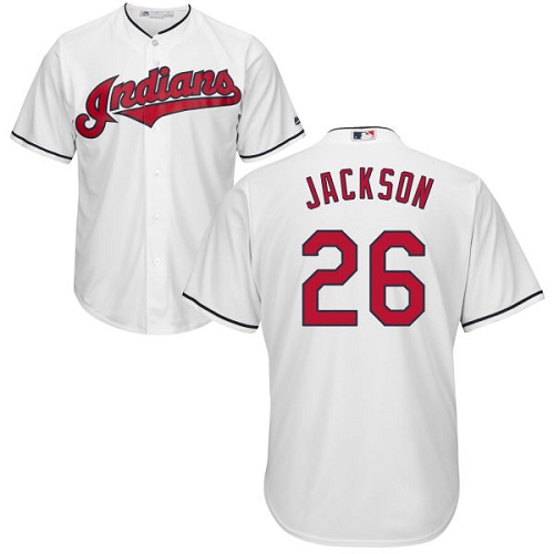 Indians 26 Austin Jackson White Youth Cool Base Jersey - Click Image to Close