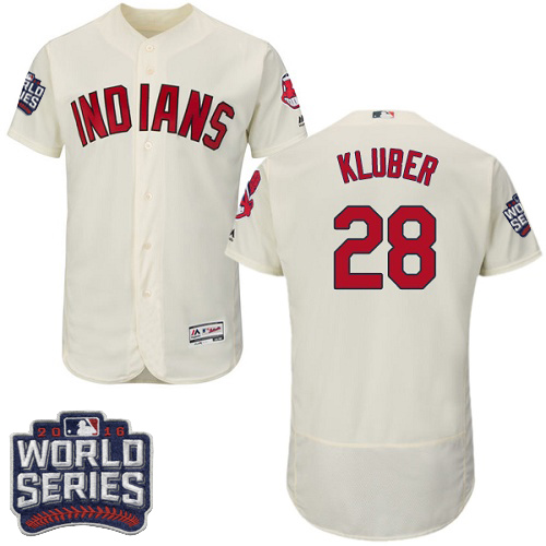 Indians 28 Corey Kluber Cream 2016 World Series Flexbase Jersey