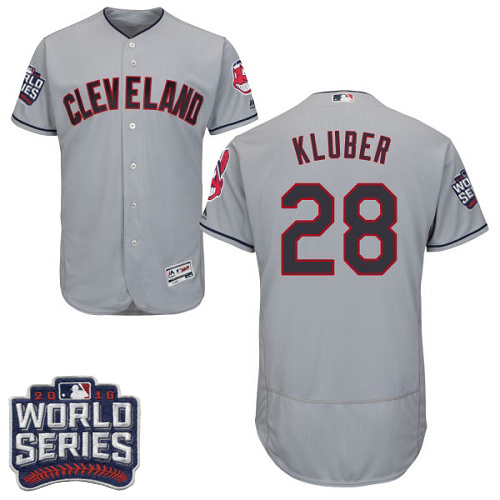 Indians 28 Corey Kluber Gray 2016 World Series Flexbase Jersey