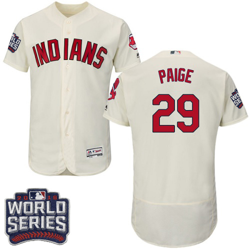 Indians 29 Satchel Paige Cream 2016 World Series Flexbase Jersey