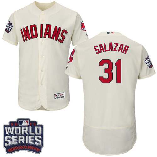 Indians 31 Danny Salazar Cream 2016 World Series Flexbase Jersey