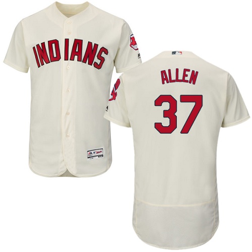 Indians 37 Cody Allen Cream Flexbase Jersey - Click Image to Close
