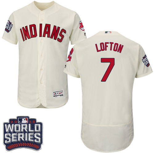 Indians 7 Kenny Lofton Cream 2016 World Series Flexbase Jersey