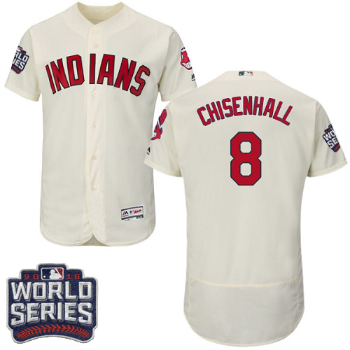 Indians 8 Lonnie Chisenhall Cream 2016 World Series Flexbase Jersey