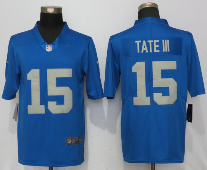 Nike Lions 15 Golden Tate III Blue 2017 Throwback Youth Vapor Untouchable Limited Player Jersey