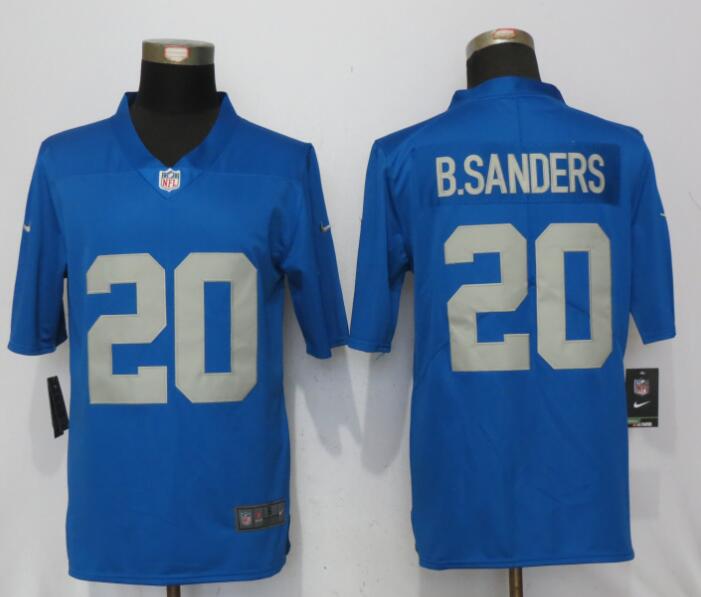 Nike Lions 20 Barry Sanders Blue 2017 Throwback Vapor Untouchable Limited Player Jersey