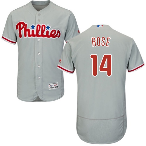 Phillies 14 Pete Rose Gray Flexbase Jersey - Click Image to Close