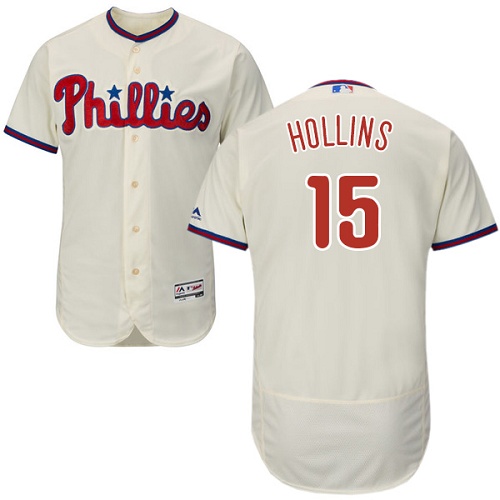 Phillies 15 Dave Hollins Cream Flexbase Jersey