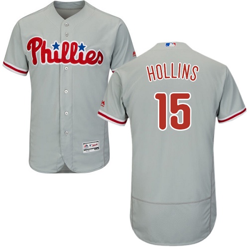 Phillies 15 Dave Hollins Gray Flexbase Jersey - Click Image to Close