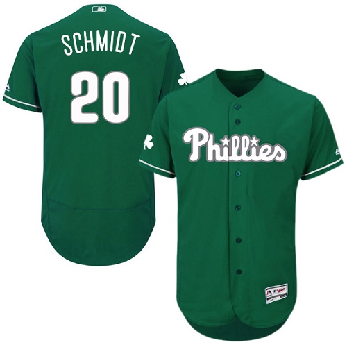 Phillies 20 Mike Schmidt Green Celtic Flexbase Jersey - Click Image to Close