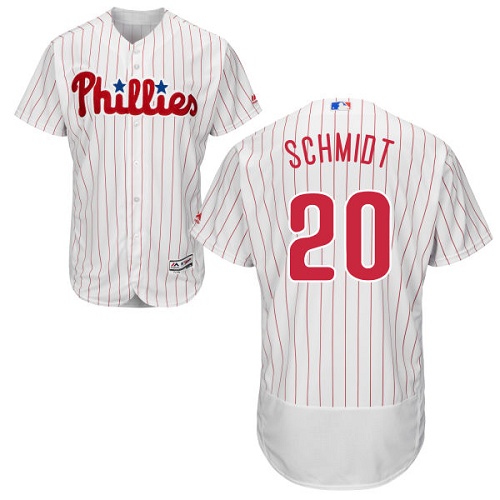 Phillies 20 Mike Schmidt White Flexbase Jersey - Click Image to Close