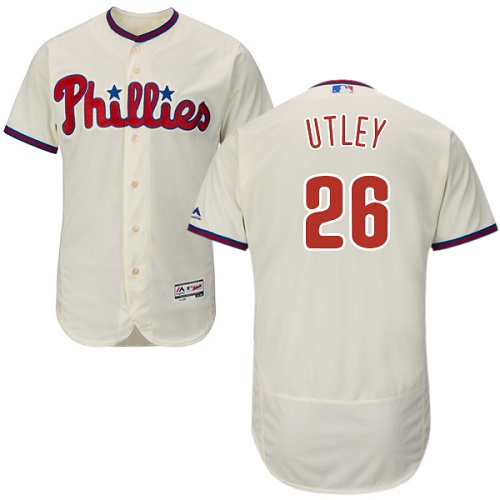 Phillies 26 Chase Utley Cream Flexbase Jersey