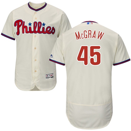 Phillies 45 Tug McGraw Cream Flexbase Jersey
