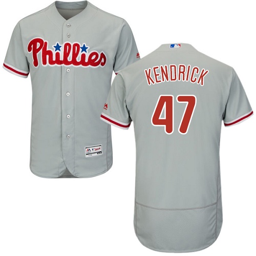 Phillies 47 Howie Kendrick Gray Flexbase Jersey - Click Image to Close