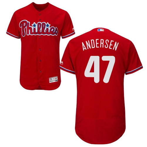 Phillies 47 Larry Anderson Red Flexbase Jersey