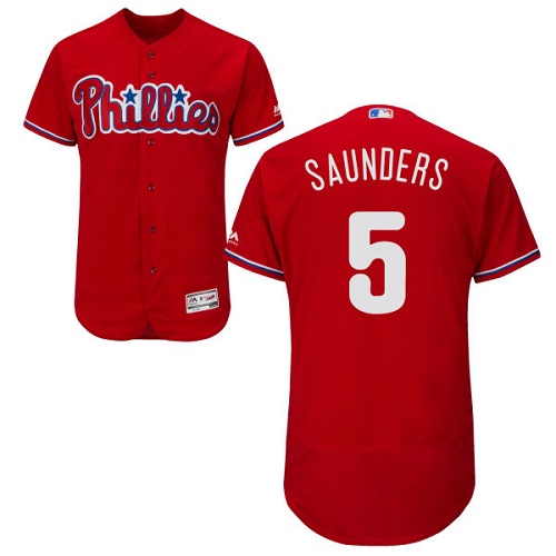 Phillies 5 Michael Saunders Red Flexbase Jersey