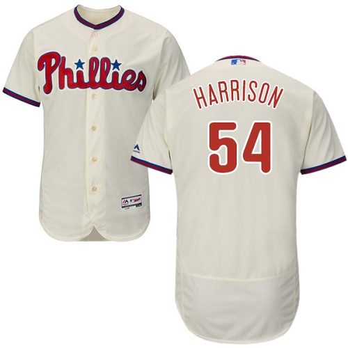Phillies 54 Matt Harrison Cream Flexbase Jersey - Click Image to Close