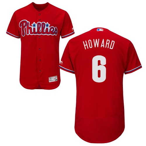 Phillies 6 Ryan Howard Red Flexbase Jersey - Click Image to Close