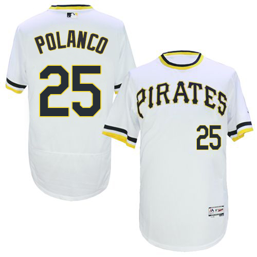 Pirates 25 Gregory Polanco White Cooperstown Collection Flexbase Jersey