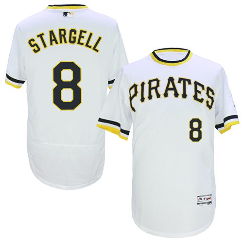 Pirates 8 Willie Stargell White Cooperstown Collection Flexbase Jersey