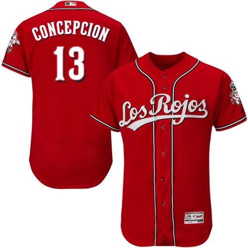 Reds 13 Dave Conception Red Alternate Flexbase Jersey - Click Image to Close