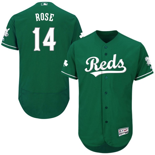 Reds 14 Pete Rose Green Celtic Flexbase Jersey - Click Image to Close