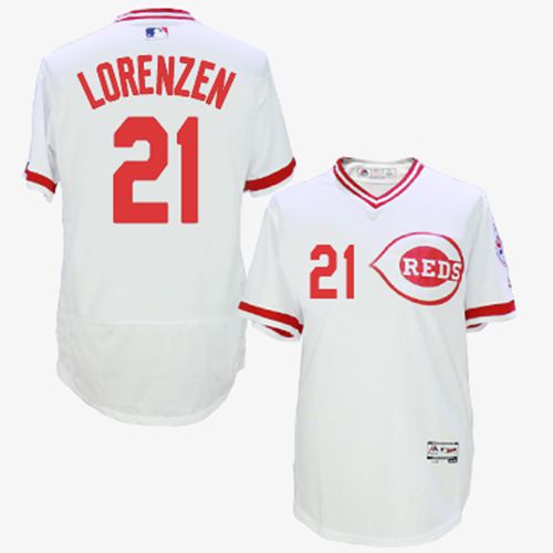 Reds 21 Michael Lorenzen White Cooperstown Collection Flexbase Jersey - Click Image to Close
