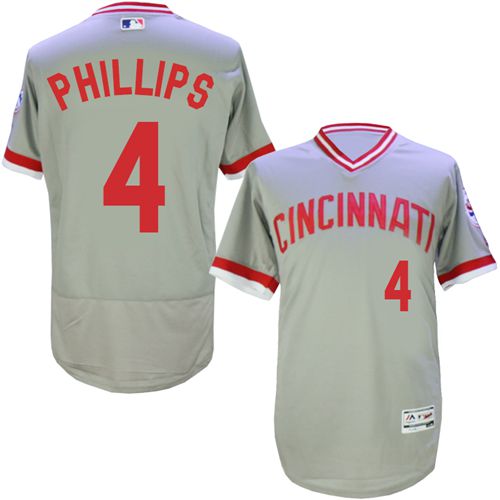 Reds 4 Brandon Phillips Gray Cooperstown Collection Flexbase Jersey