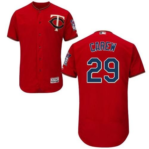 Twins 29 Rod Carew Red Flexbase Jersey - Click Image to Close