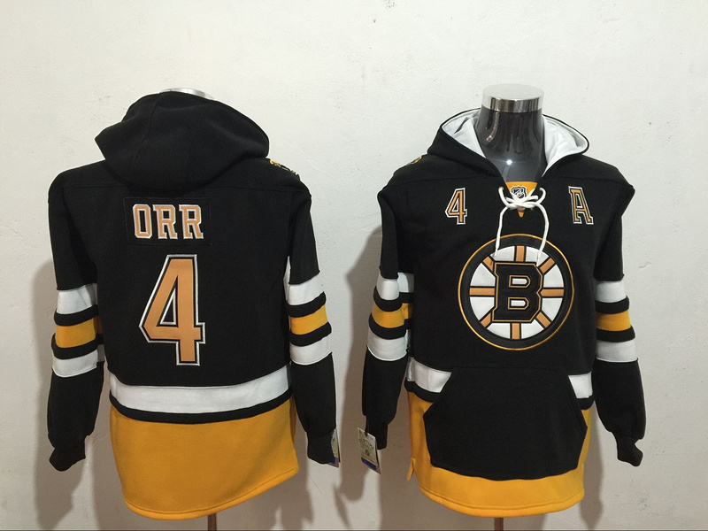 Bruins 4 Bobby Orr Black All Stitched Hooded Sweatshirt