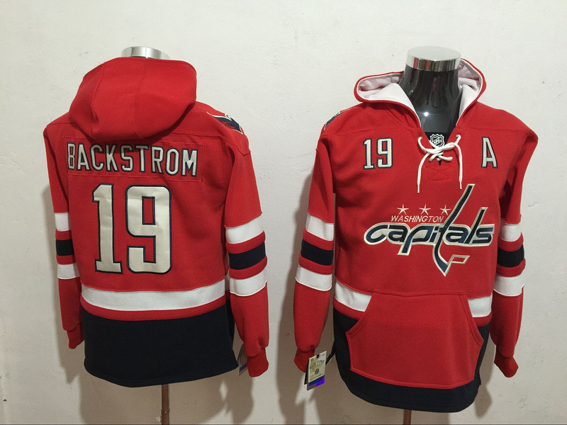 Capitals 19 Nicklas Backstrom Red All Stitched Hooded Sweatshirt