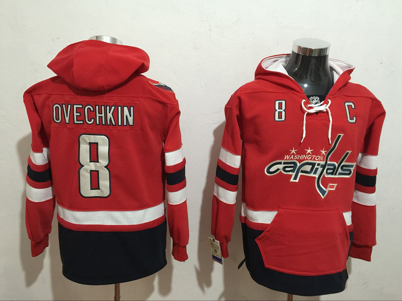 Capitals 8 Alex Ovechkin Red All Stitched Hooded Sweatshirt