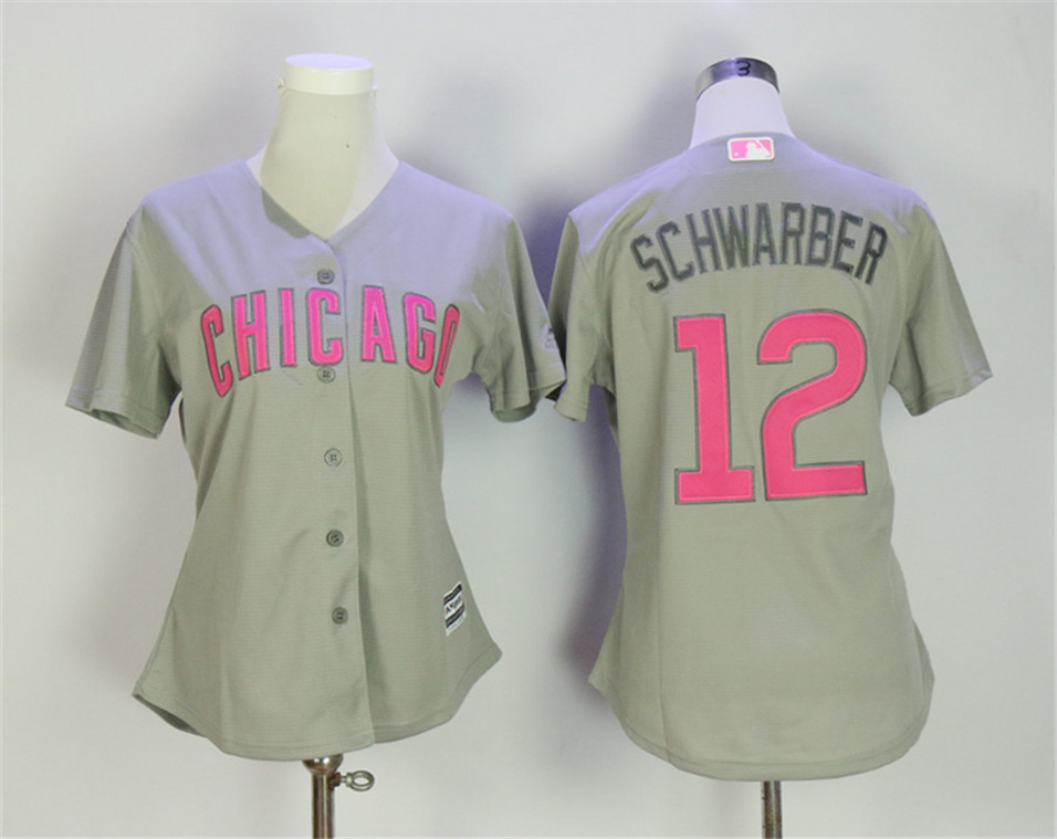 Cubs 12 Kyle Schwarber Gray 2017 Mother's Day Women Cool Base Jersey