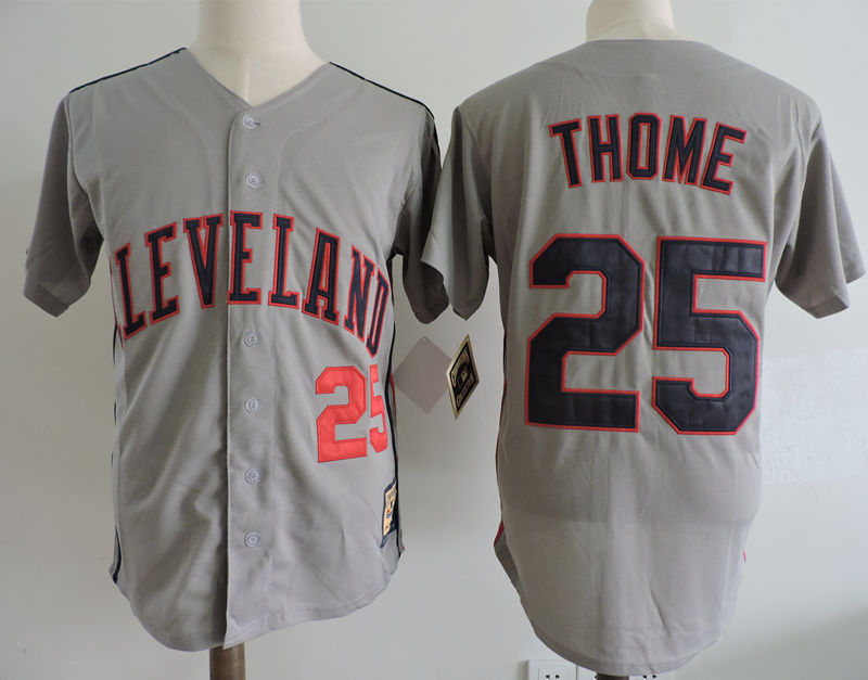 Indians 25 Jim Thome Gray Cooperstown Collection Jersey