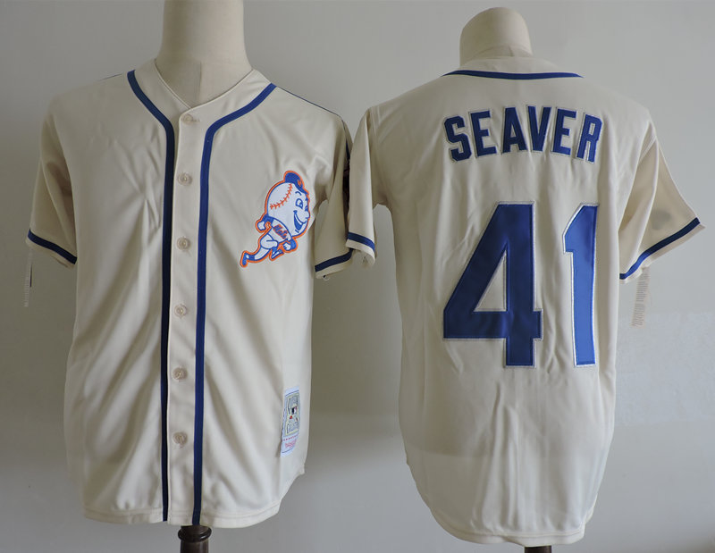 Mets 41 Tom Seaver Cream Cooperstown Collection Jersey
