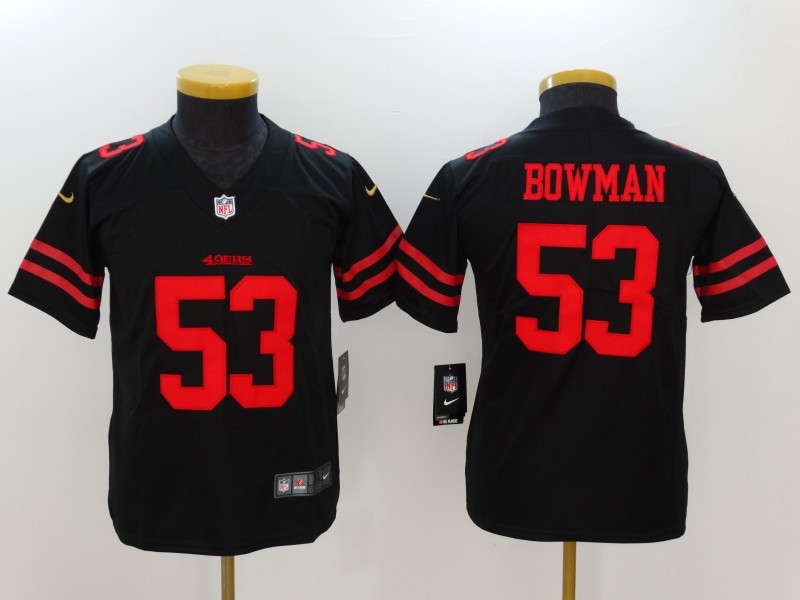 Nike 49ers 53 NaVorro Bowman Black Vapor Untouchable Youth Limited Jersey