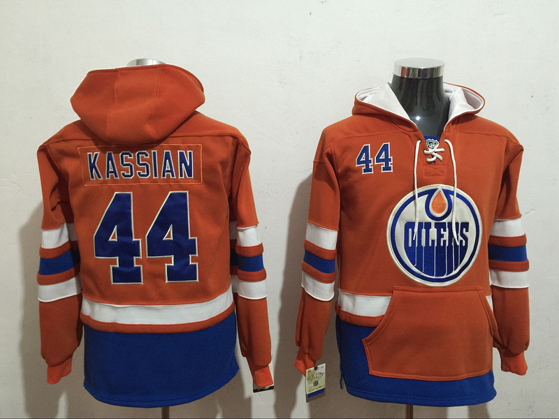 Oilers 44 Zack Kassian Orange All Stitched Hooded Sweatshirt