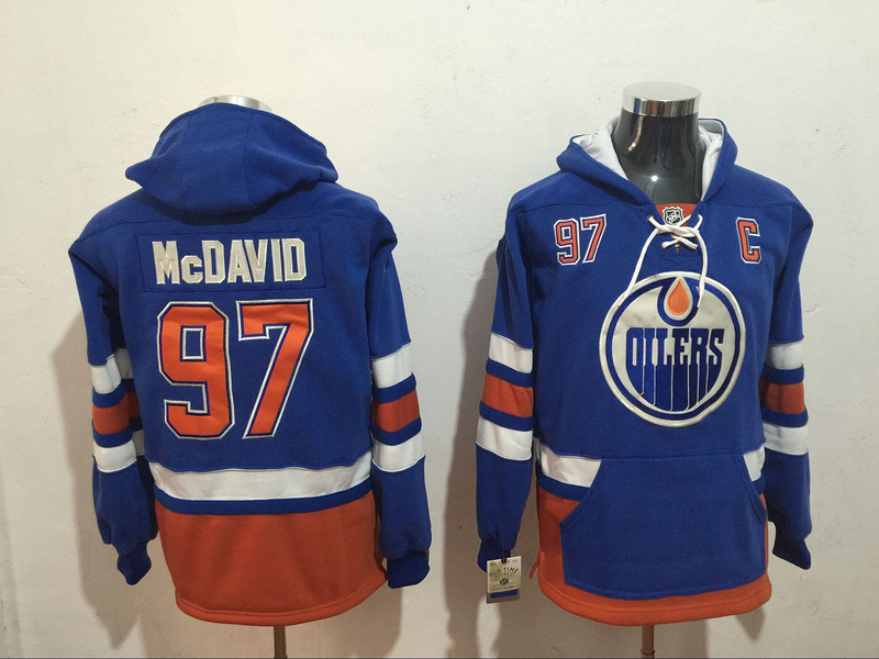 Oilers 97 Connor McDavid Blue All Stitched Hooded Sweatshirt