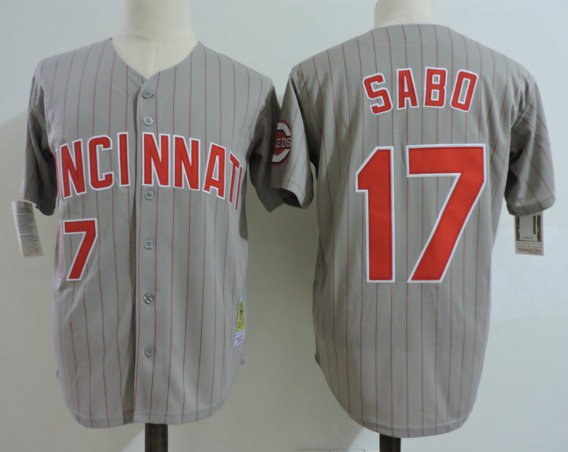 Reds 17 Chris Sabo Gray Cooperstown Collection Jersey