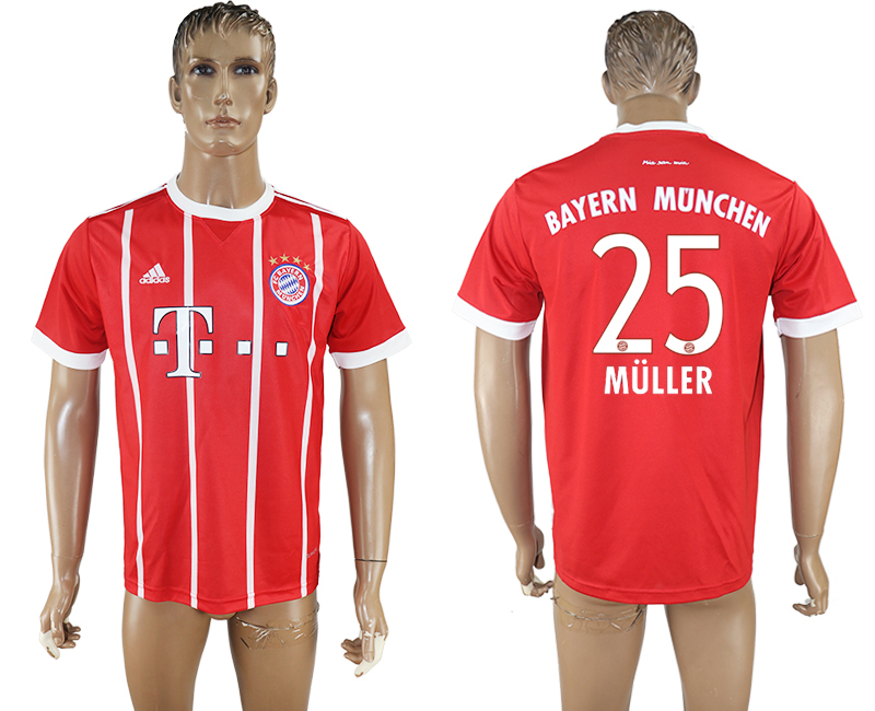2017-18 Bayern Munich 25 MULLER Home Thailand Soccer Jersey 2017-18 Bayern Munich 25 MULLER Home Thailand Soccer Jersey