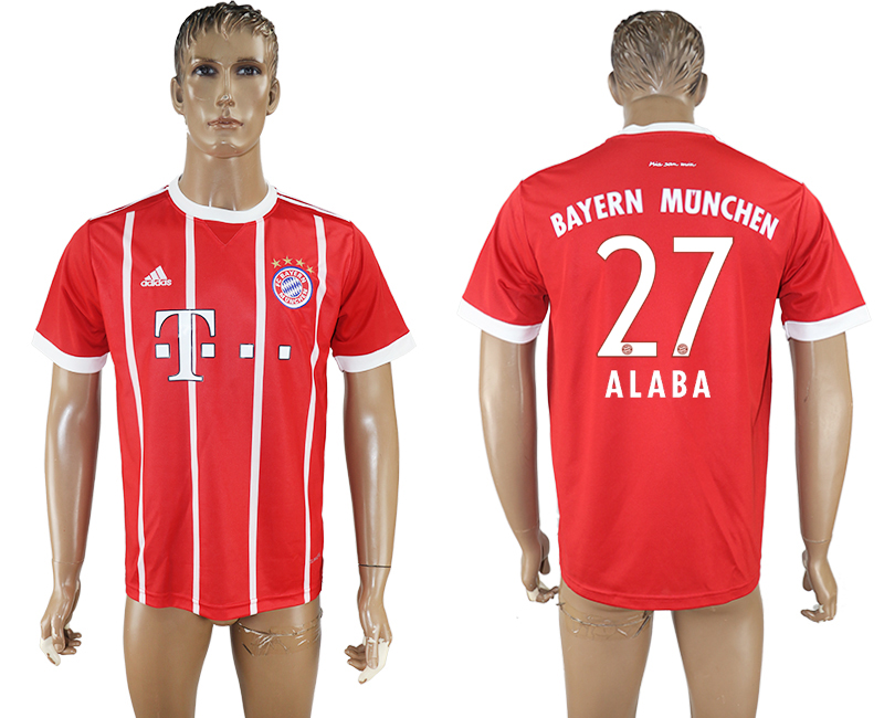 2017-18 Bayern Munich 27 ALABA Home Thailand Soccer Jersey