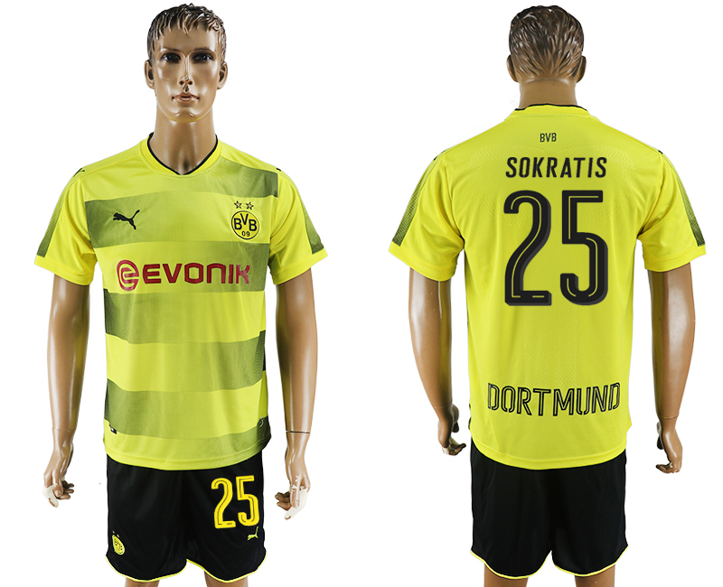 2017-18 Dortmund 25 SOKRATIS Home Soccer Jersey