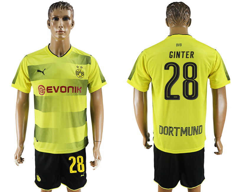 2017-18 Dortmund 28 GINTER Home Soccer Jersey