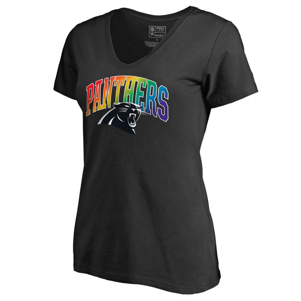 Women's Carolina Panthers NFL Pro Line by Fanatics Branded Black Plus Sizes Pride T-Shirt
