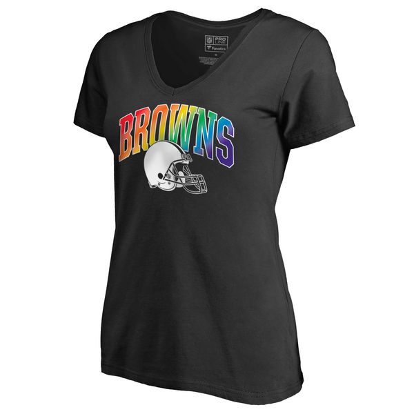Women's Cleveland Browns NFL Pro Line by Fanatics Branded Black Plus Sizes Pride T-Shirt