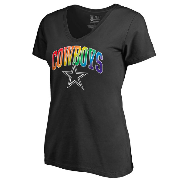 Women's Dallas Cowboys NFL Pro Line by Fanatics Branded Black Plus Sizes Pride T-Shirt