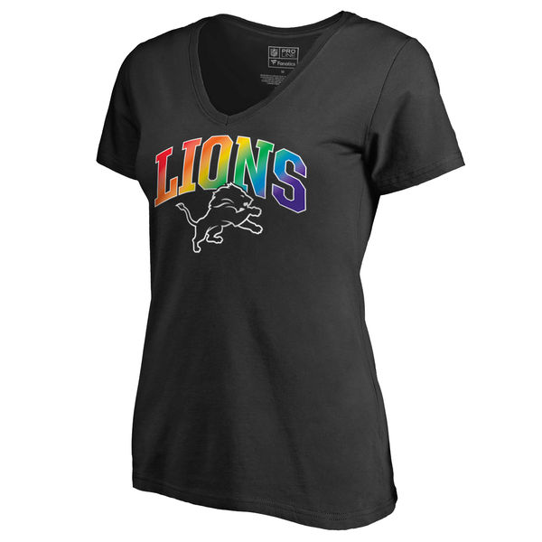 Women's Detroit Lions NFL Pro Line by Fanatics Branded Black Plus Sizes Pride T-Shirt