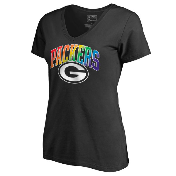 Women's Green Bay Packers NFL Pro Line by Fanatics Branded Black Plus Sizes Pride T-Shirt