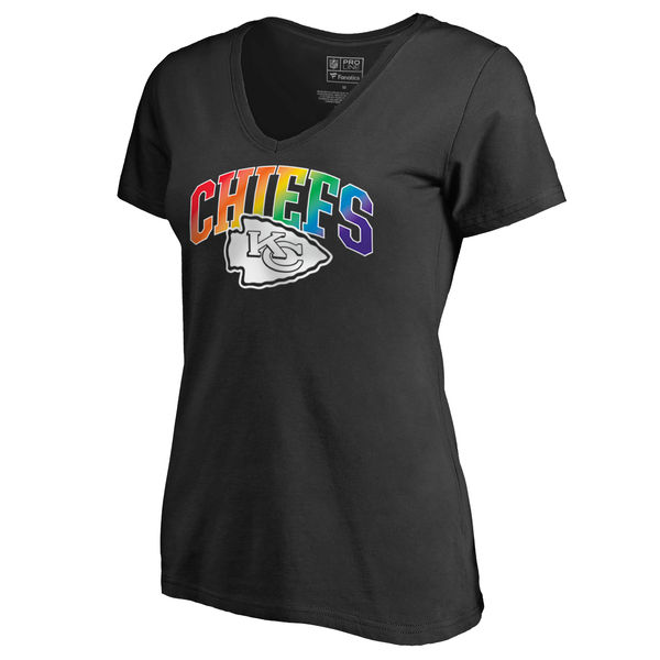 Women's Kansas City Chiefs NFL Pro Line by Fanatics Branded Black Plus Sizes Pride T-Shirt - Click Image to Close